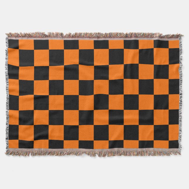 Couverture Motif chèque À damiers orange noir (Devant)