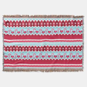 Couverture Motif Chevron Rouge et Bleu Noël