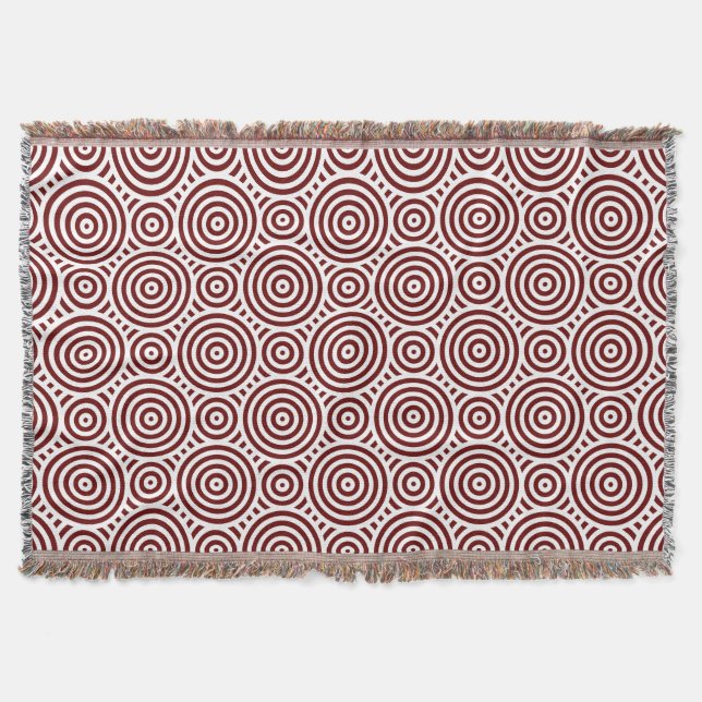 Couverture Motif circulaire imbriqué rouge et blanc (Devant)