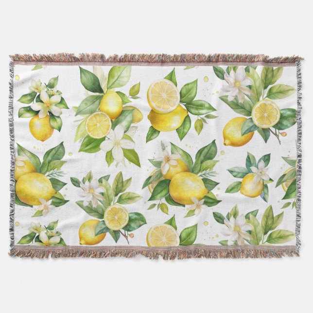 Couverture Motif citron, Fleurs de citron, Feuilles, Citrus (Devant)