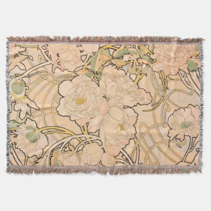 Couverture Motif Classique Art Nouveau de Jardin de Pivoines