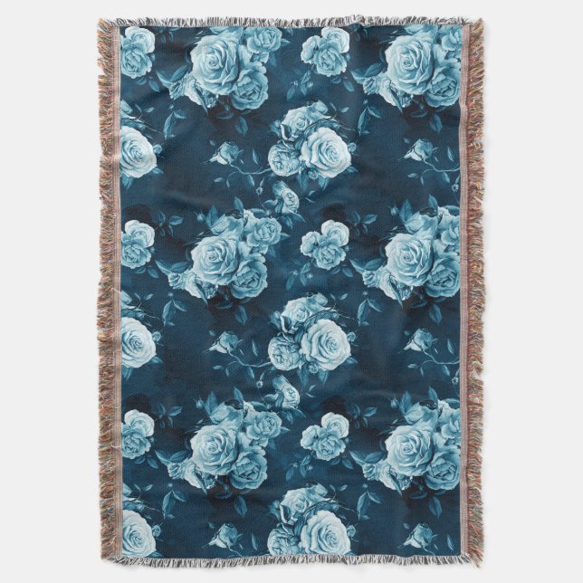 Couverture Motif classique de rose de bleu (devant Vertical)