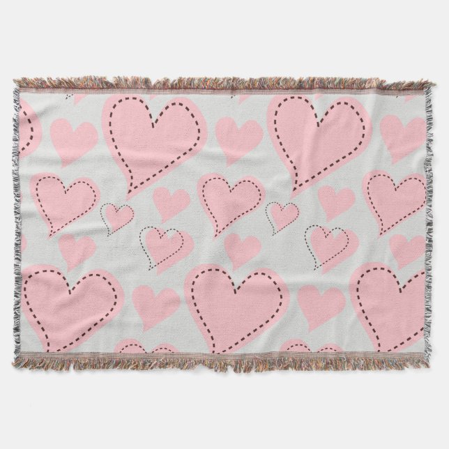 Couverture Motif Coeurs roses (Devant)
