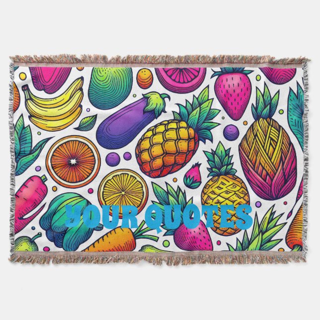 Couverture Motif Coloré de Fruits et Légumes  (Devant)