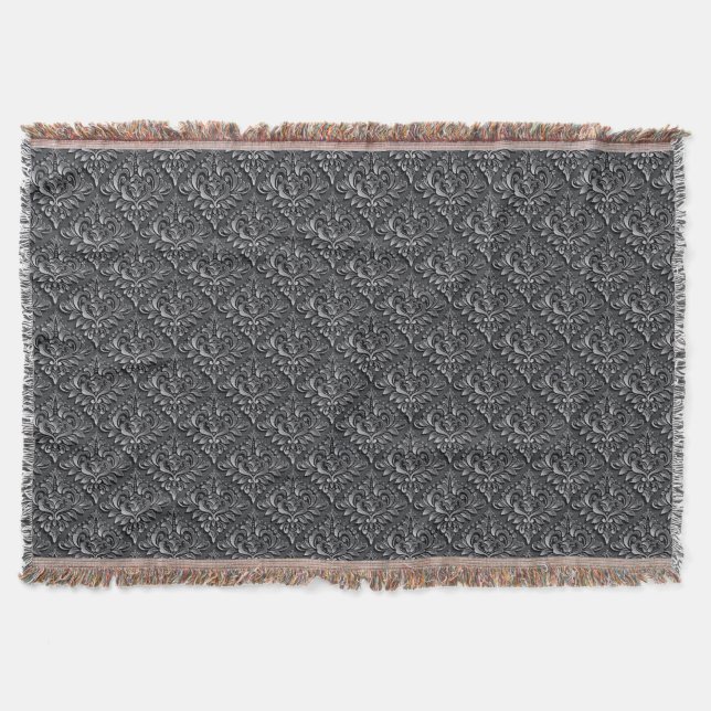 Couverture Motif Damas Arrière - plan noir-23961 (Devant)