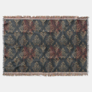 Couverture Motif Damask Noir Or Persan (2)