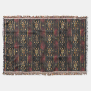 Couverture Motif Damask Noir Or Persan (3)
