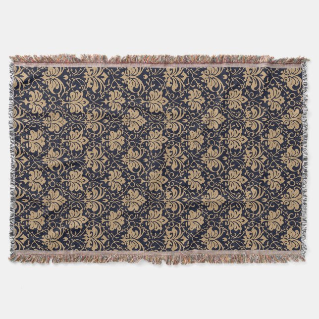 Couverture Motif damassé ébène et or (Devant)
