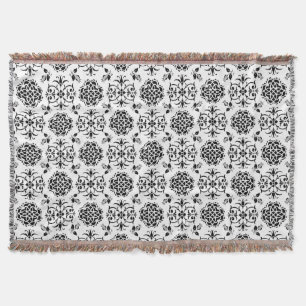 Couverture Motif damassé vintage noir et blanc