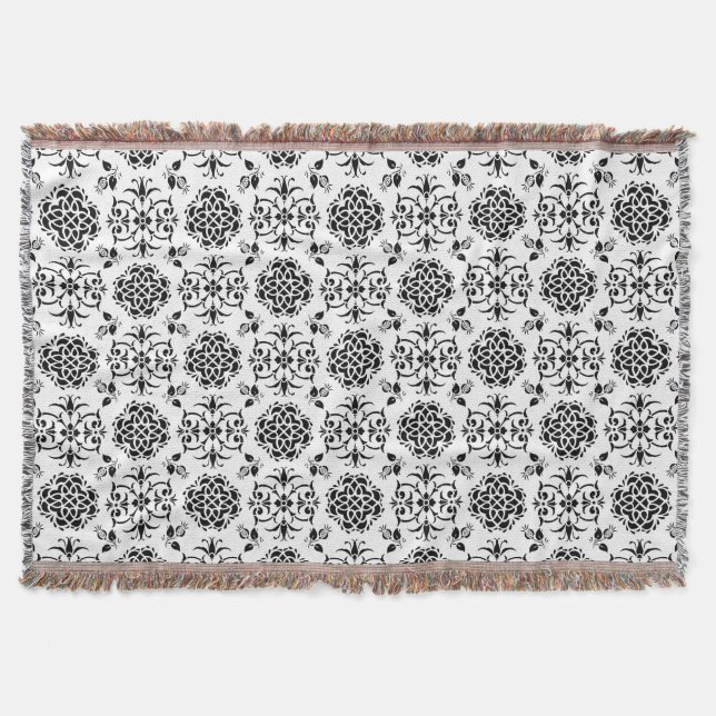 Couverture Motif damassé vintage noir et blanc (Devant)
