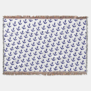 Couverture Motif d'ancres bleu marine vintage nautique