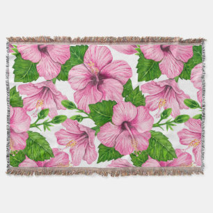 Couverture Motif d'aquarelle d'hibiscus rose