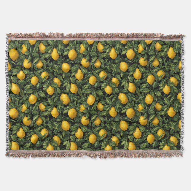 Couverture Motif d'arbre d'agrumes citron vibrant (Devant)