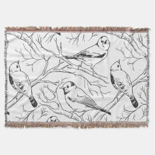 Couverture Motif d'art linéaire minimaliste d'oiseaux nord-am