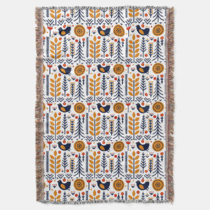 Couverture Motif d'art populaire d'oiseau d'automne