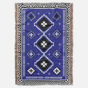 Couverture Motif d'art populaire géométrique occidental bleu 
