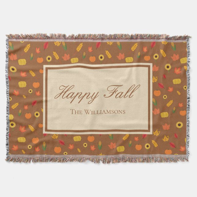 Couverture Motif d'automne Famille Nom Brown (Devant)