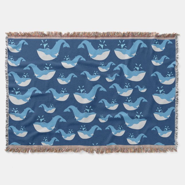 Couverture Motif de baleines de l'océan bleu profond (Devant)