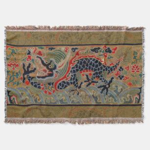 Couverture Motif de broderie en soie de dragon chinois antiqu