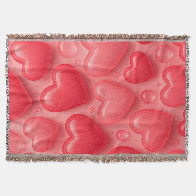 Couverture Motif de bulle rose et rouge Coeurs (Devant)