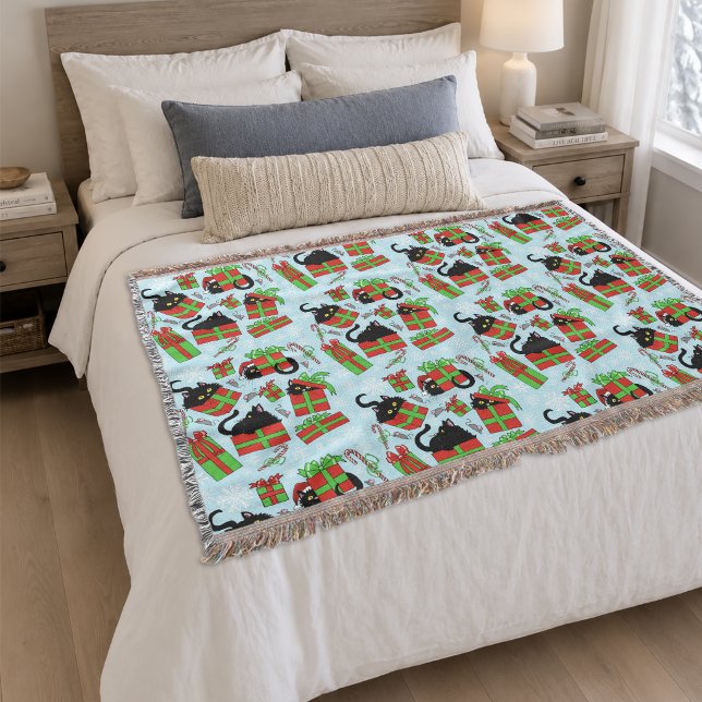 Couverture Motif de cadeaux de Noël de chats noirs  (Créateur téléchargé)
