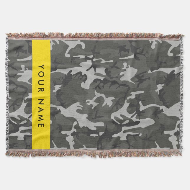 Couverture Motif de camouflage gris, Votre nom, Personnaliser (Devant)