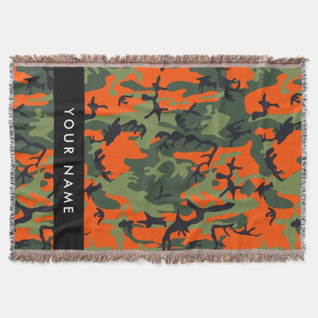 Couverture Motif de camouflage orange, Votre nom, Personnalis (Devant)