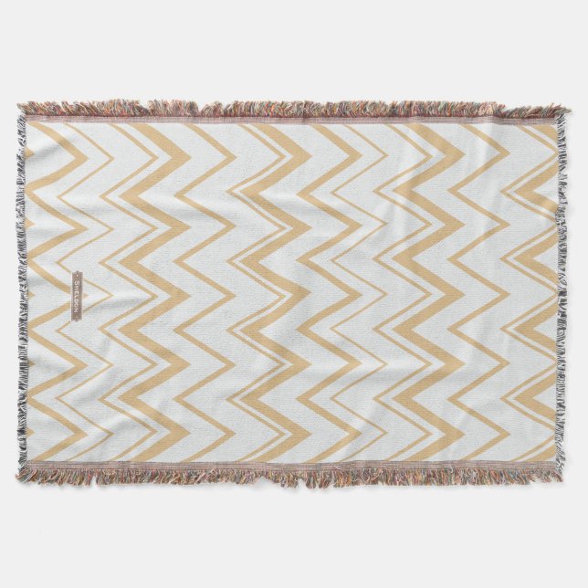 Couverture Motif de chevron blanc or neutre contemporain (Devant)