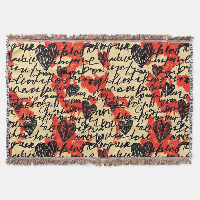 Couverture Motif de cœur moderne avec arrière-plan en script  (Devant)