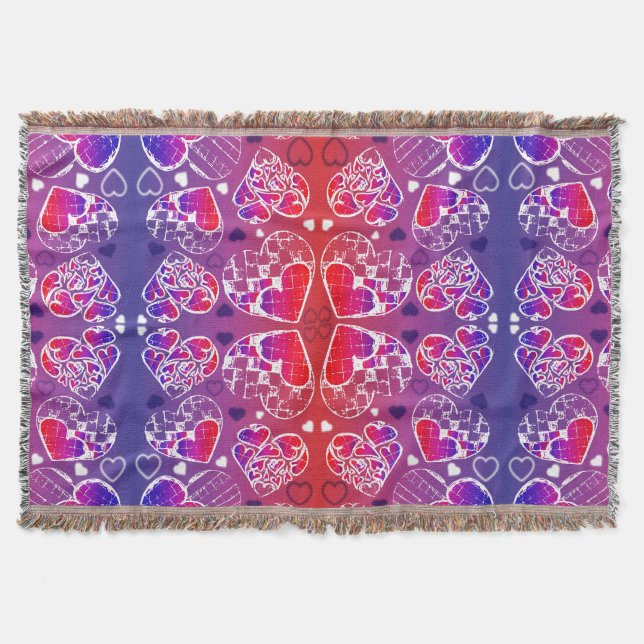 Couverture Motif de coeur romantique violet et rouge Whimsica (Devant)