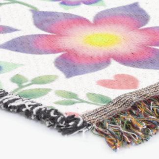 Couverture Motif de cœurs floraux à l'aquarelle | Rose romant