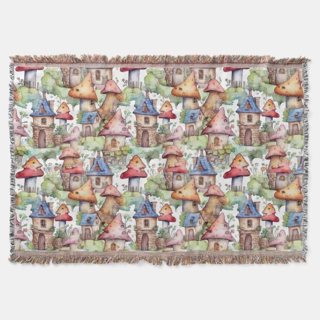 Couverture Motif de cottage champignon fantaisiste (1) (Devant)
