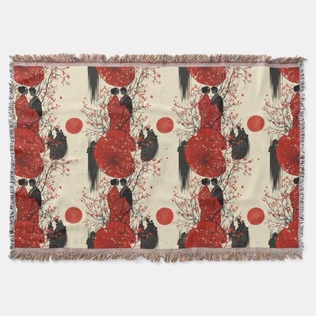 Couverture Motif de couple de kimono romantique Sakura (4) (Devant)