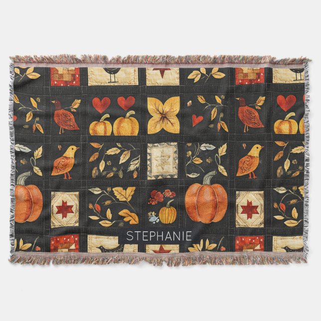 Couverture Motif de courtepointe d'art populaire d'automne |  (Devant)