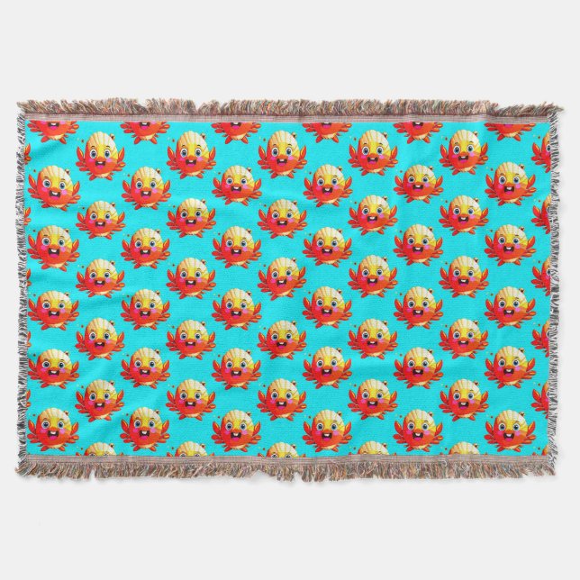 Couverture Motif de crabe heureux pour les chambres de plage  (Devant)