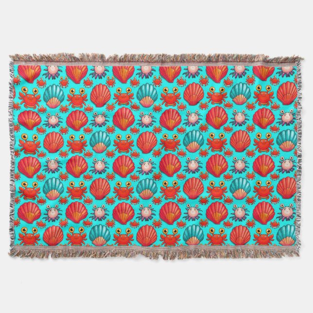 Couverture Motif de crabes de dessin animé et de coquillages  (Devant)