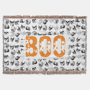 Couverture Motif de crâne Éffrayant Orange Boo Halloween