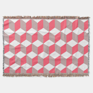 Couverture Motif de cube isométrique Poppy et gris doux