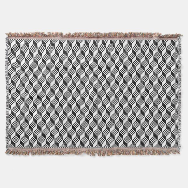 Couverture motif de cubes croix noir et blanc 3D (Devant)