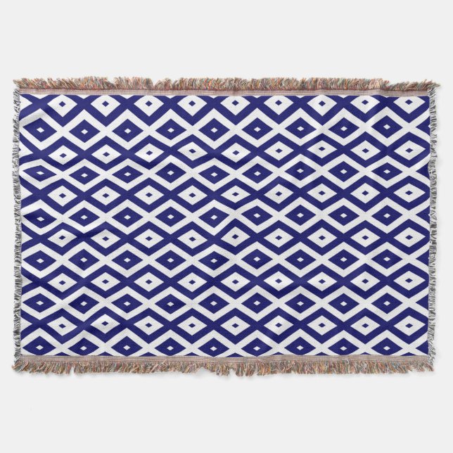 Couverture Motif de diamants bleu et blanc de la marine (Devant)
