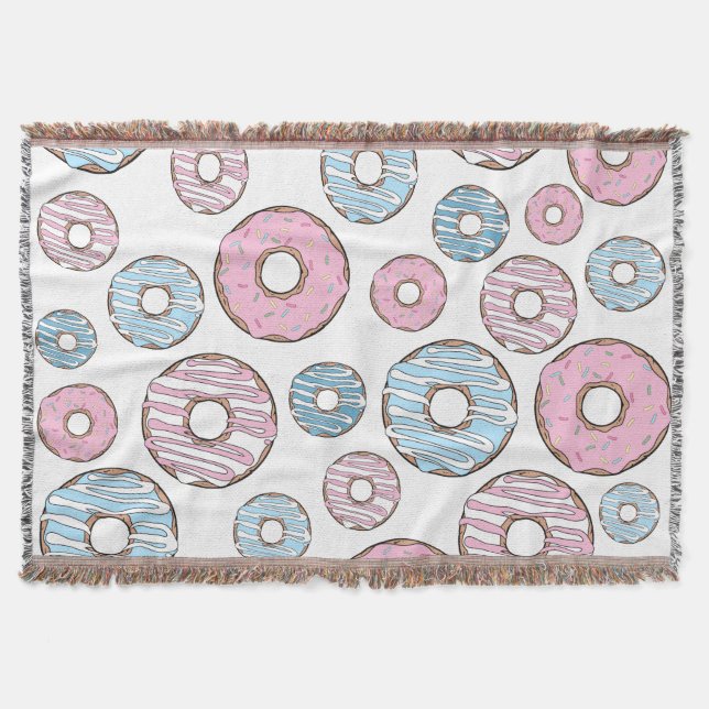 Couverture Motif De Donuts, Donuts Roses, Donuts Bleus (Devant)