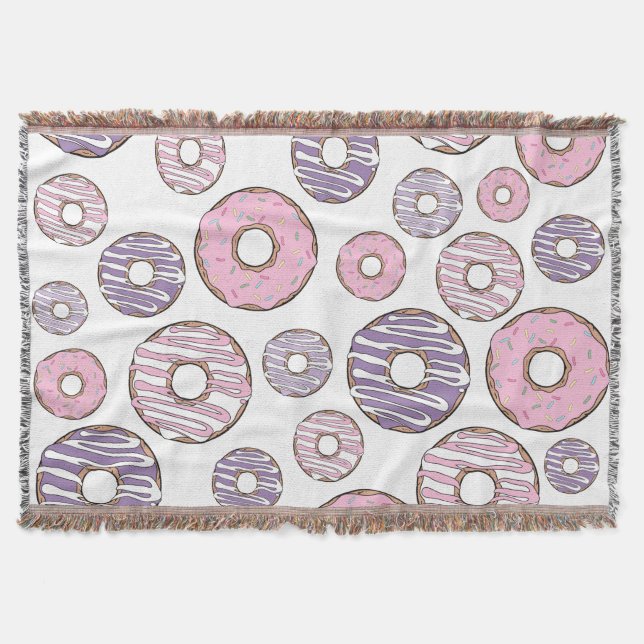Couverture Motif De Donuts, Donuts Roses, Donuts Violets (Devant)