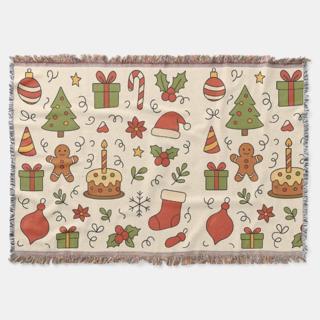 Couverture Motif de doodle de Noël joyeux (Devant)