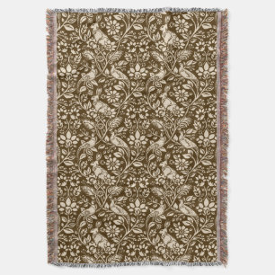 Couverture Motif de faisan et lièvre, Brown et beige