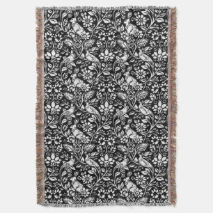 Couverture Motif de faisan et lièvre, noir et blanc