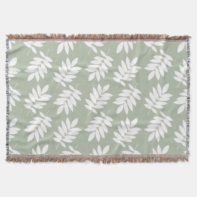 Couverture Motif de feuille âgée blanc sur vert (Devant)