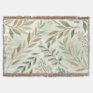 Couverture Motif de feuille botanique - Vert doux