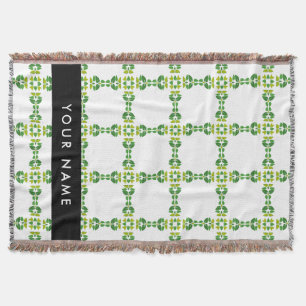 Couverture Motif de feuille, feuilles vertes, votre nom