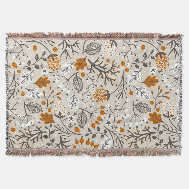 Couverture Motif de feuilles et de branches de baies d'automn (Devant)