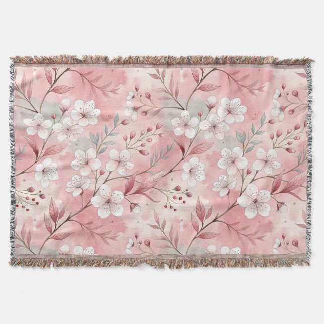 Couverture Motif de fleur de cerisier rose (Devant)